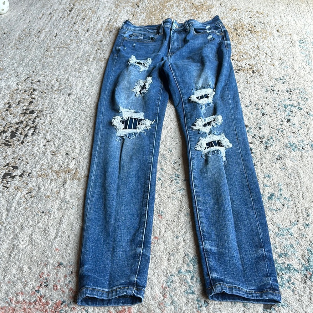 Judy Blue Navy Patch Skinny Jeans Size 7|28